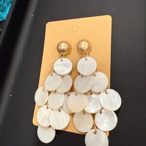 Chic Gold and Cream Disc Earrings